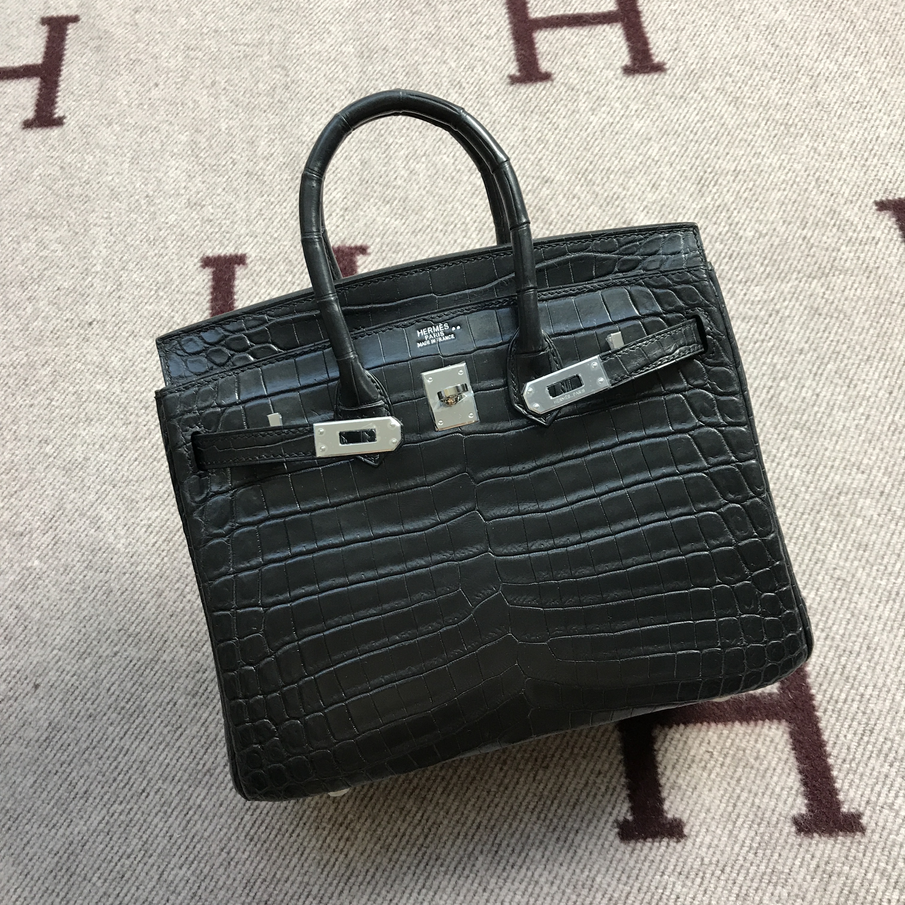 Hermès（爱马仕）Birkin 铂金包 黑色 亚光 银扣 25cm