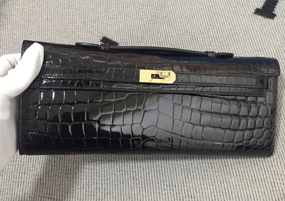Hermès（爱马仕）Kelly Cut手包 黑色 金扣 2代