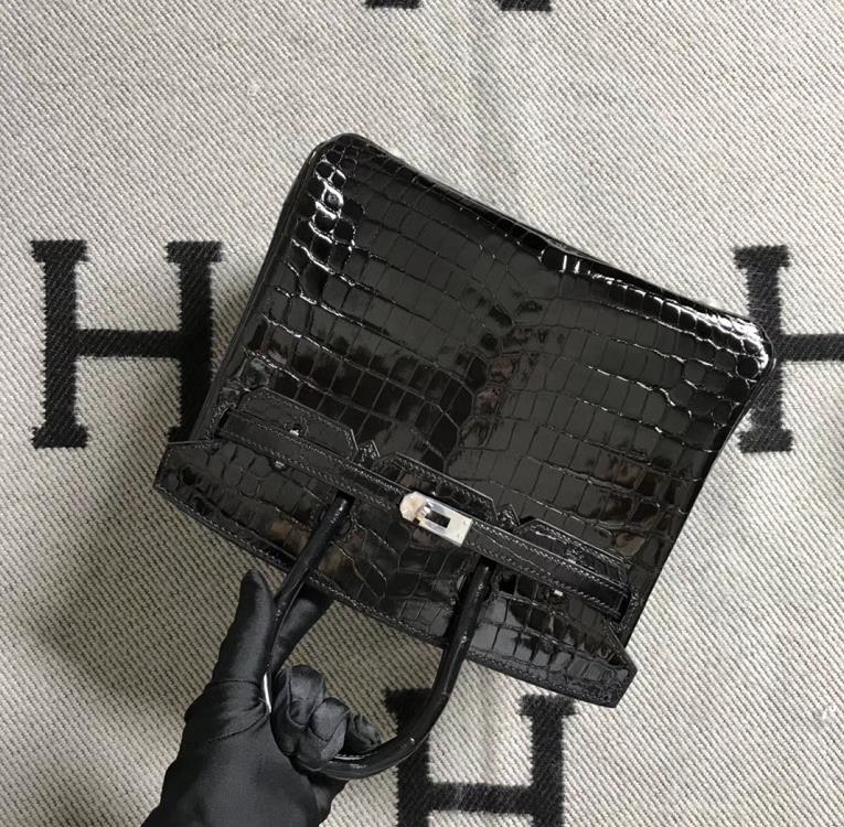 Hermès（爱马仕）Birkin 铂金包 黑色 银扣 25cm