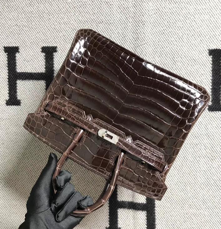 Hermès（爱马仕）Birkin 铂金包 深咖啡色 银扣 25cm