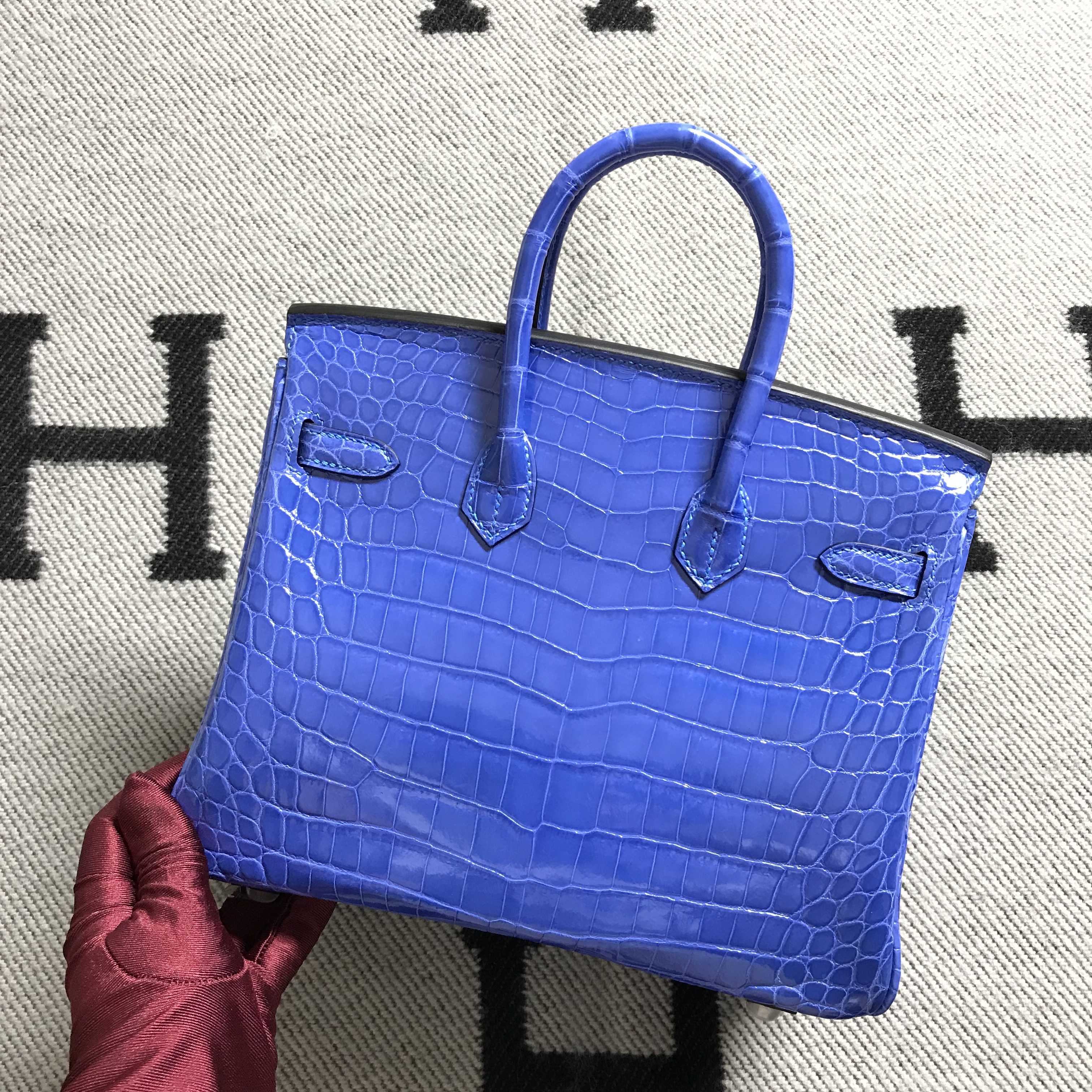 Hermès（爱马仕）Birkin 铂金包 希腊蓝 银扣 25cm