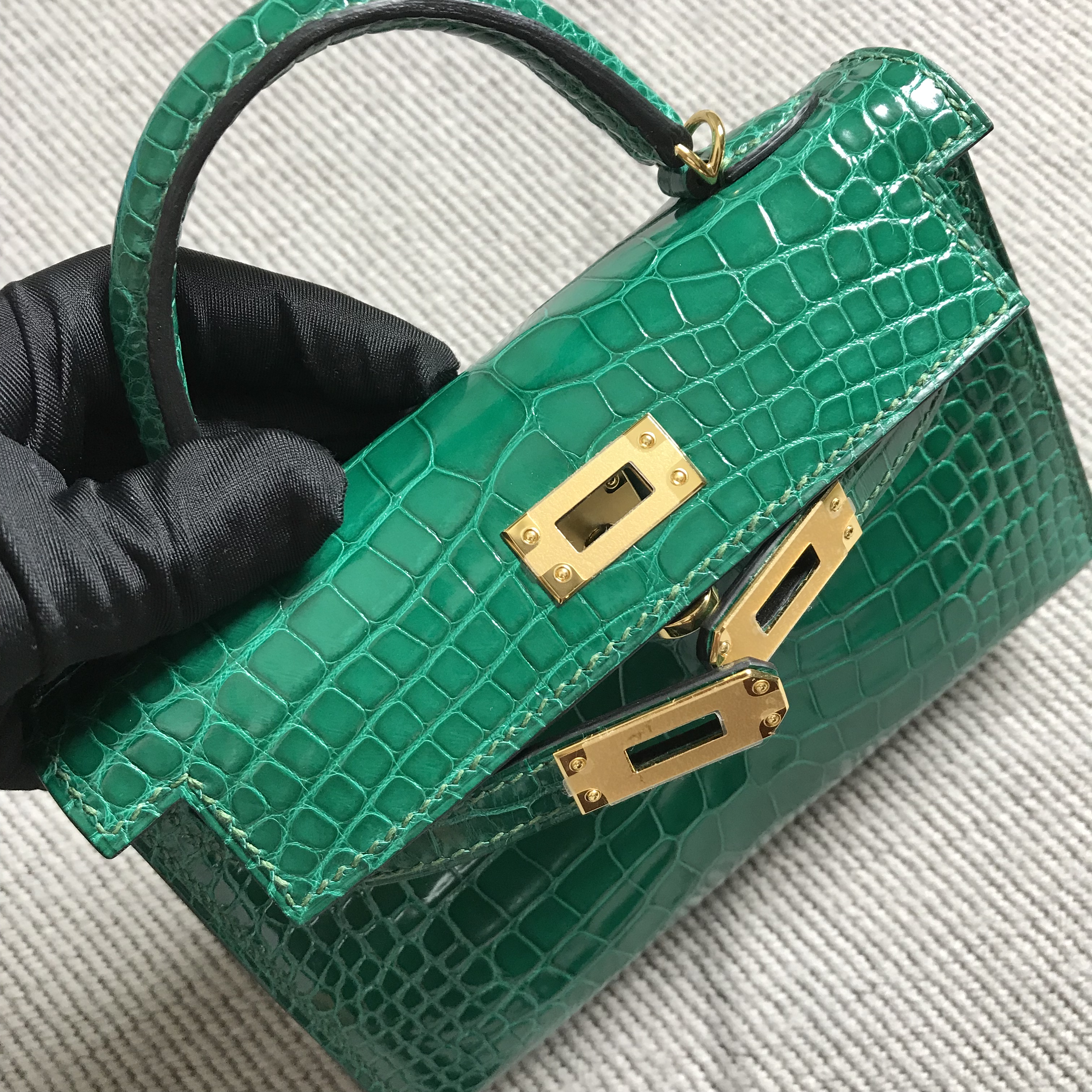 Hermès（爱马仕） Mini Kelly迷你凯莉 美洲l绿 银扣 2代