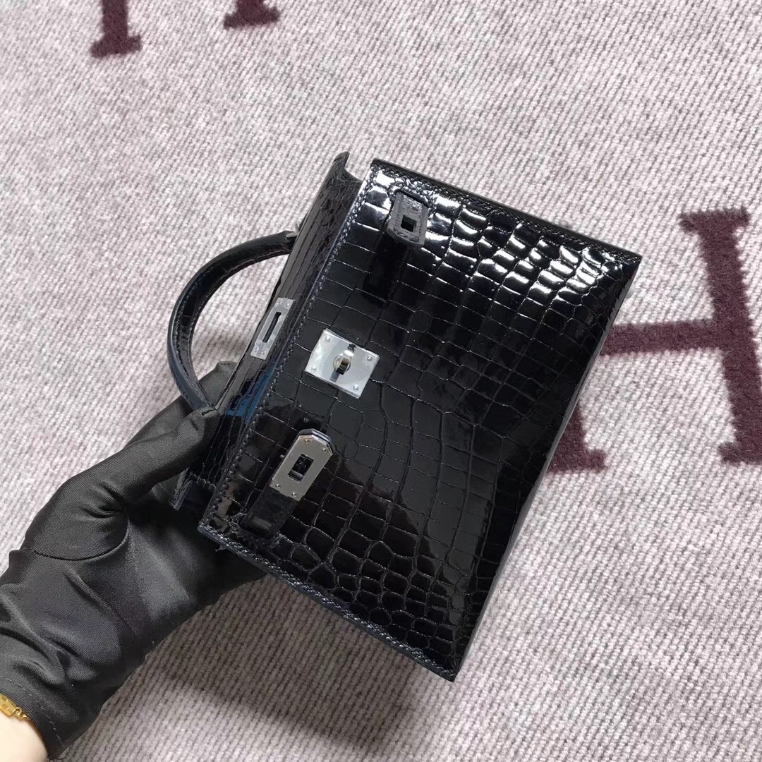 Hermès（爱马仕） Mini Kelly迷你凯莉 黑色 银扣 2代
