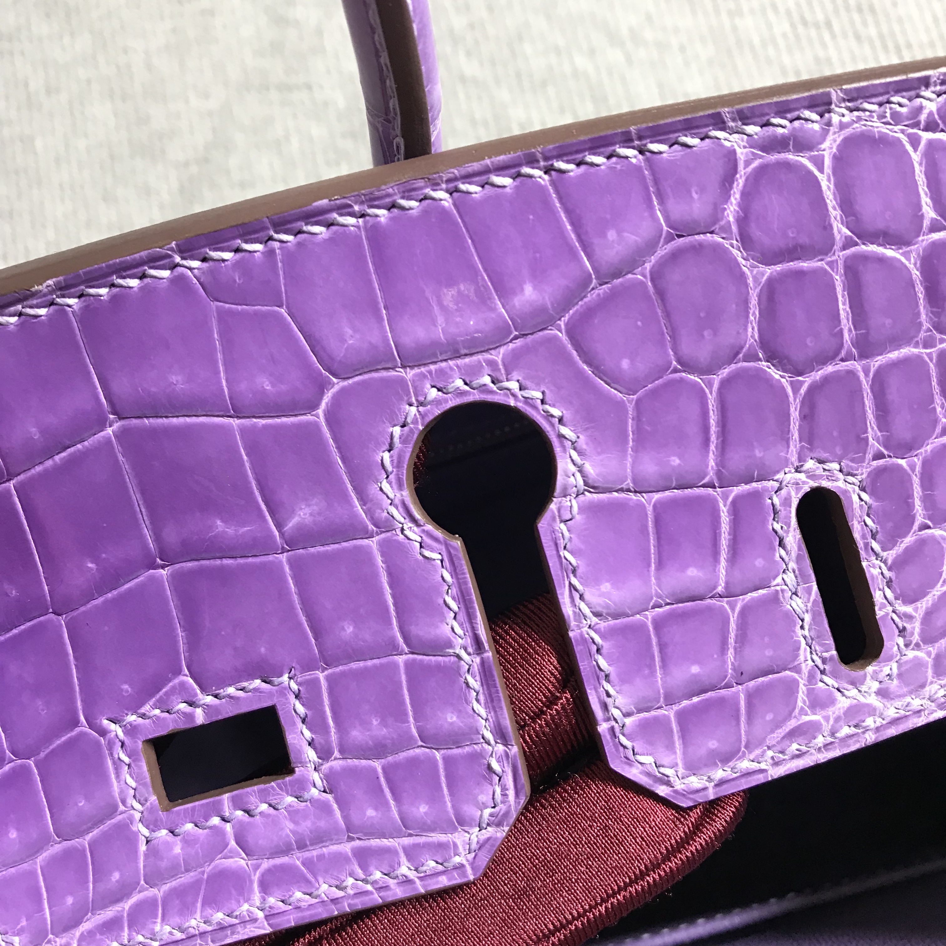 Hermès(爱马仕)Birkin 铂金包 薰衣草紫 银扣 25cm-拉尔森鳄鱼皮具定制 - 爱马仕包包官网 Hermès(爱马仕)Birkin 铂金包 薰衣草紫 银扣 25cm