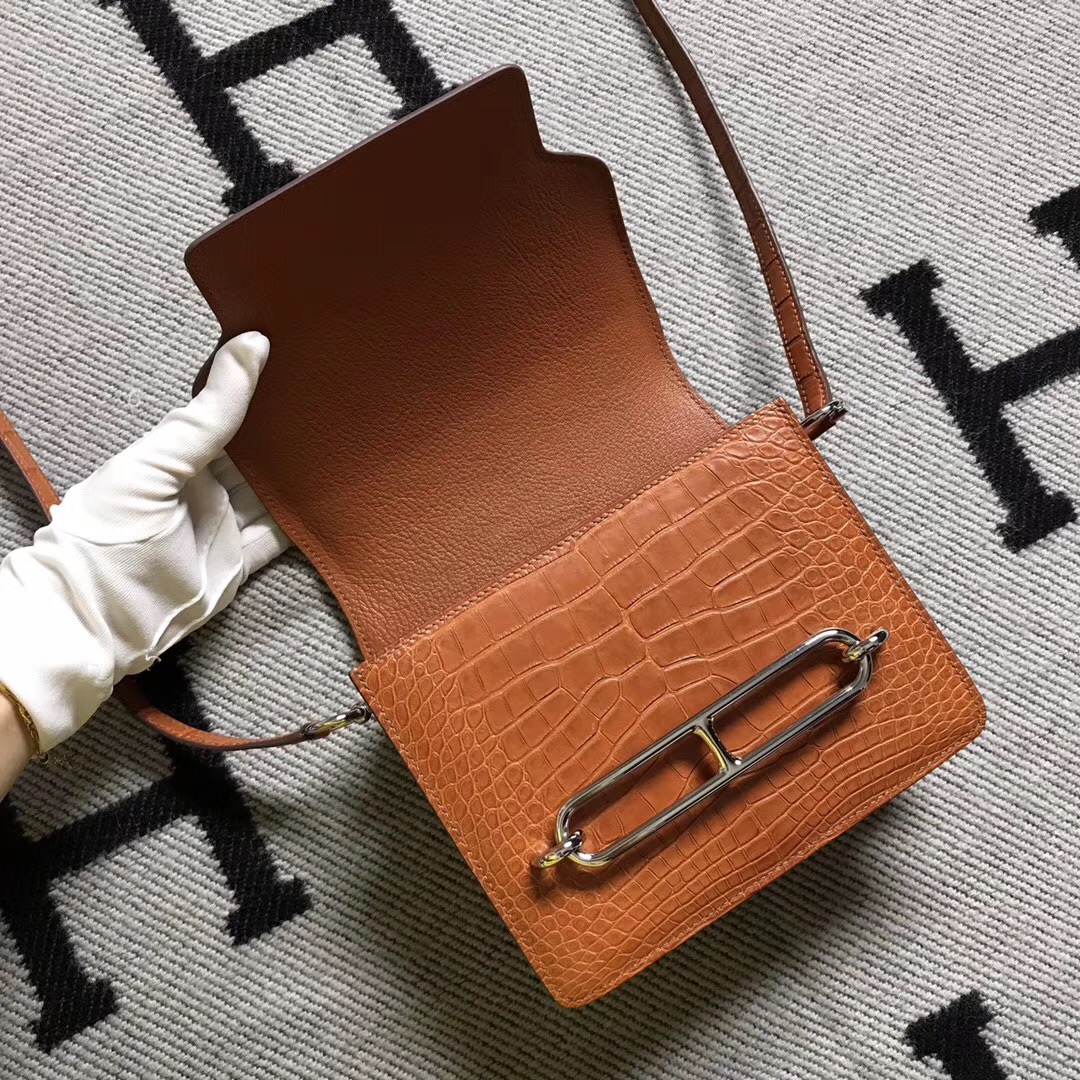 Hermès（爱马仕） Roulis猪鼻包 美洲浅棕色 银扣 18cm