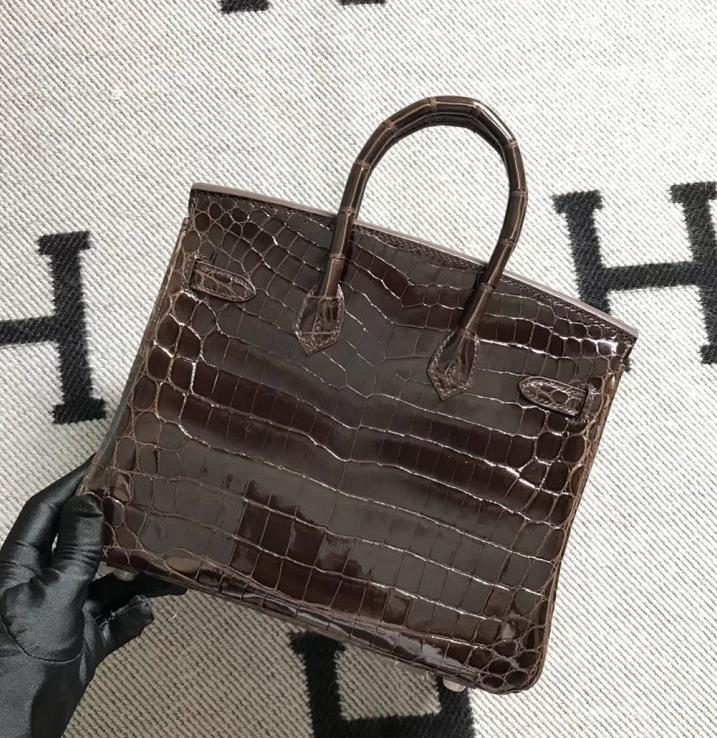 Hermès(爱马仕)Birkin 铂金包 深咖啡色 银扣 25cm-拉尔森鳄鱼皮具定制 - 爱马仕包包官网 Hermès(爱马仕)Birkin 铂金包 深咖啡色 银扣 25cm