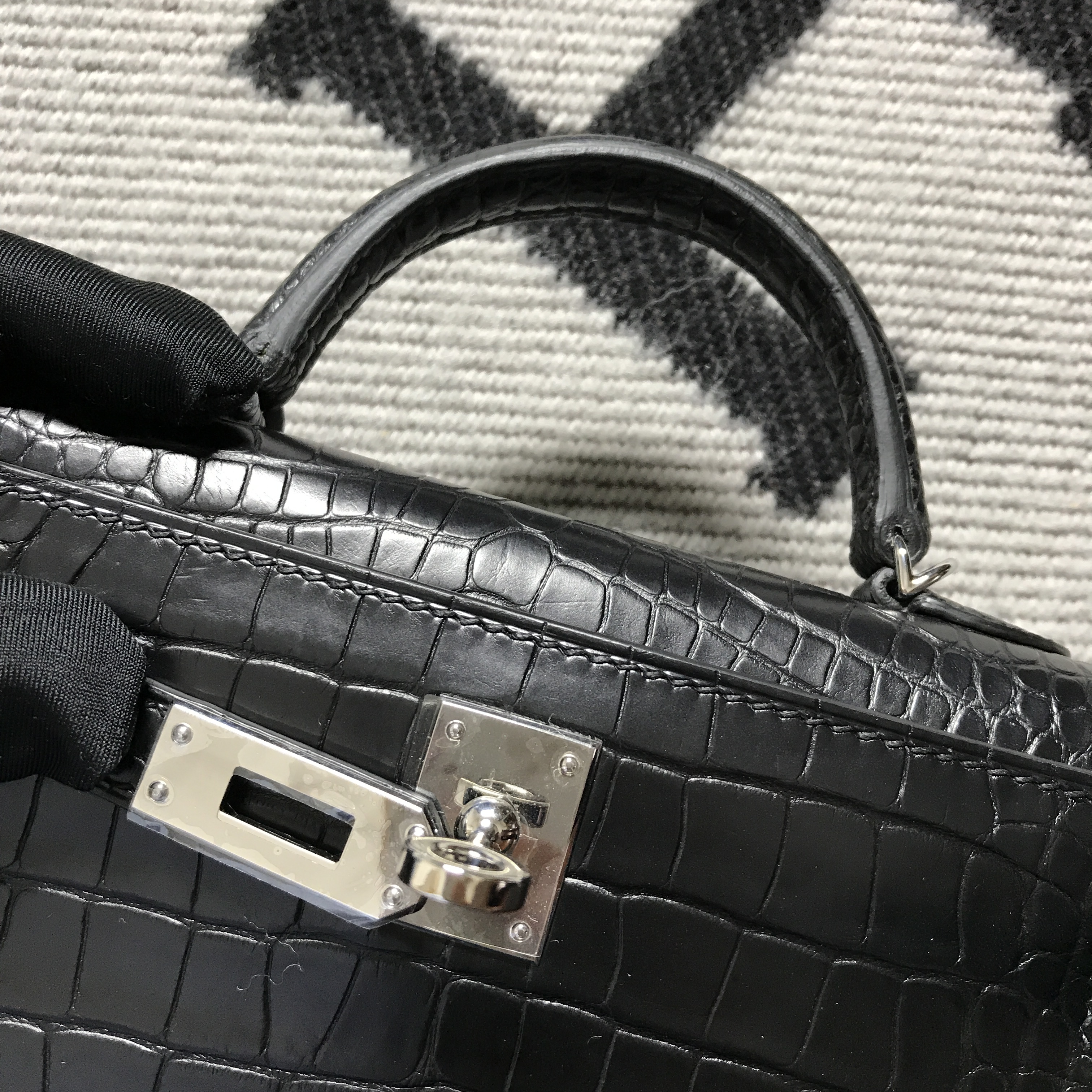 Hermès（爱马仕） Mini Kelly迷你凯莉 美洲黑雾面 银扣 2代