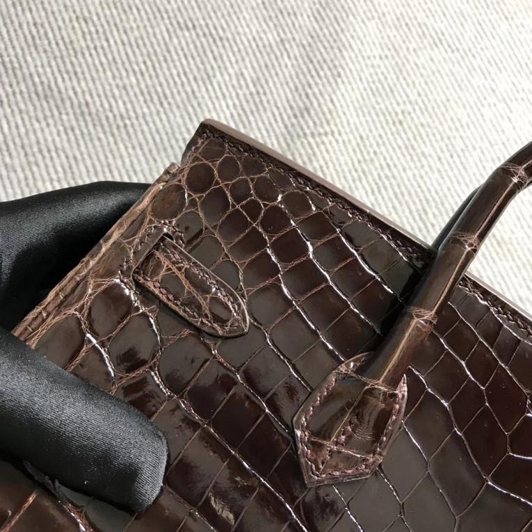 Hermès（爱马仕）Birkin 铂金包 深咖啡色 银扣 25cm