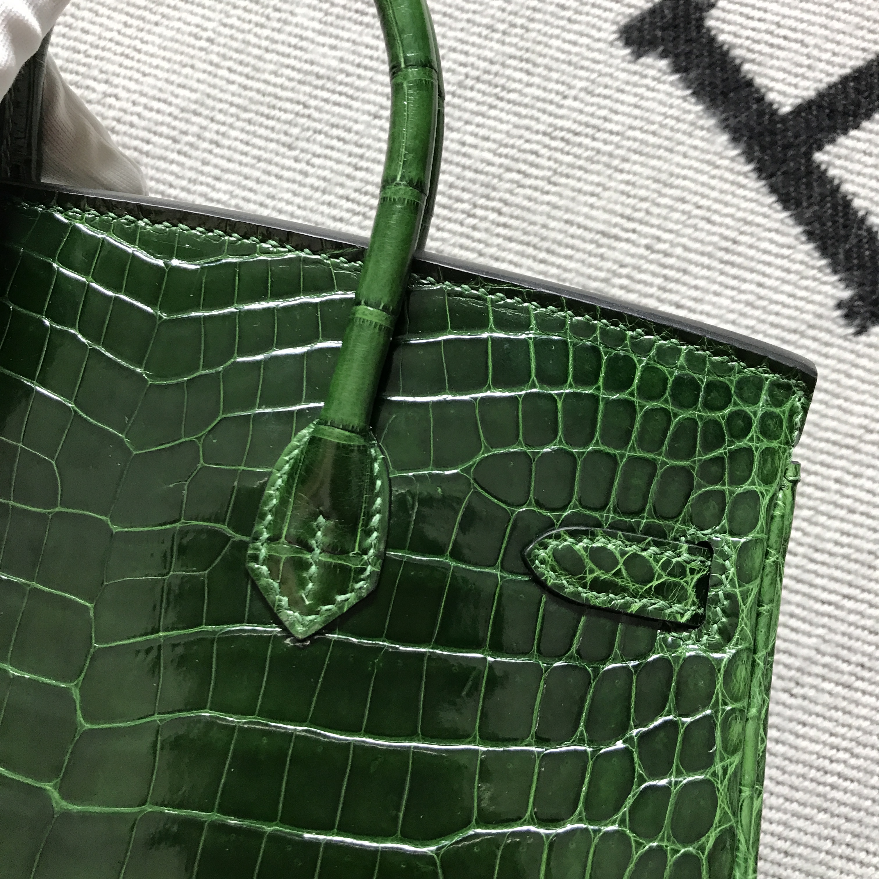 Hermès（爱马仕）Birkin 铂金包 翡翠绿 银扣 25cm