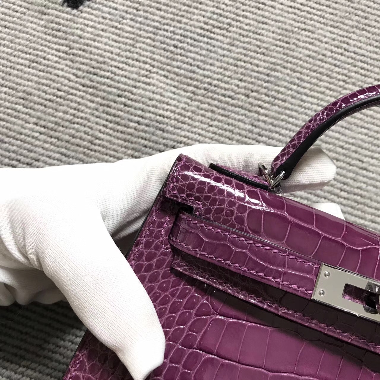 Hermès（爱马仕） Mini Kelly迷你凯莉 美洲紫色 银扣 2代