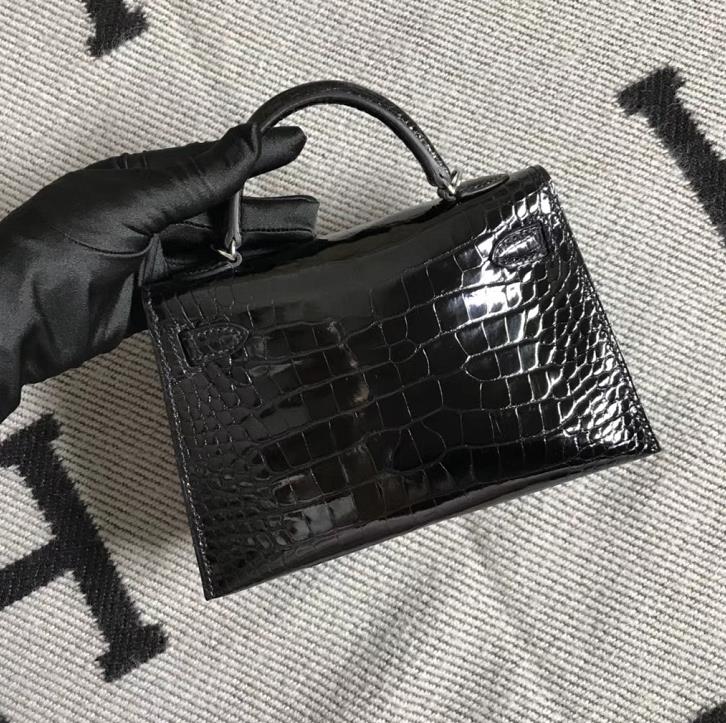 Hermès（爱马仕） Mini Kelly迷你凯莉 美洲l黑 银扣 2代