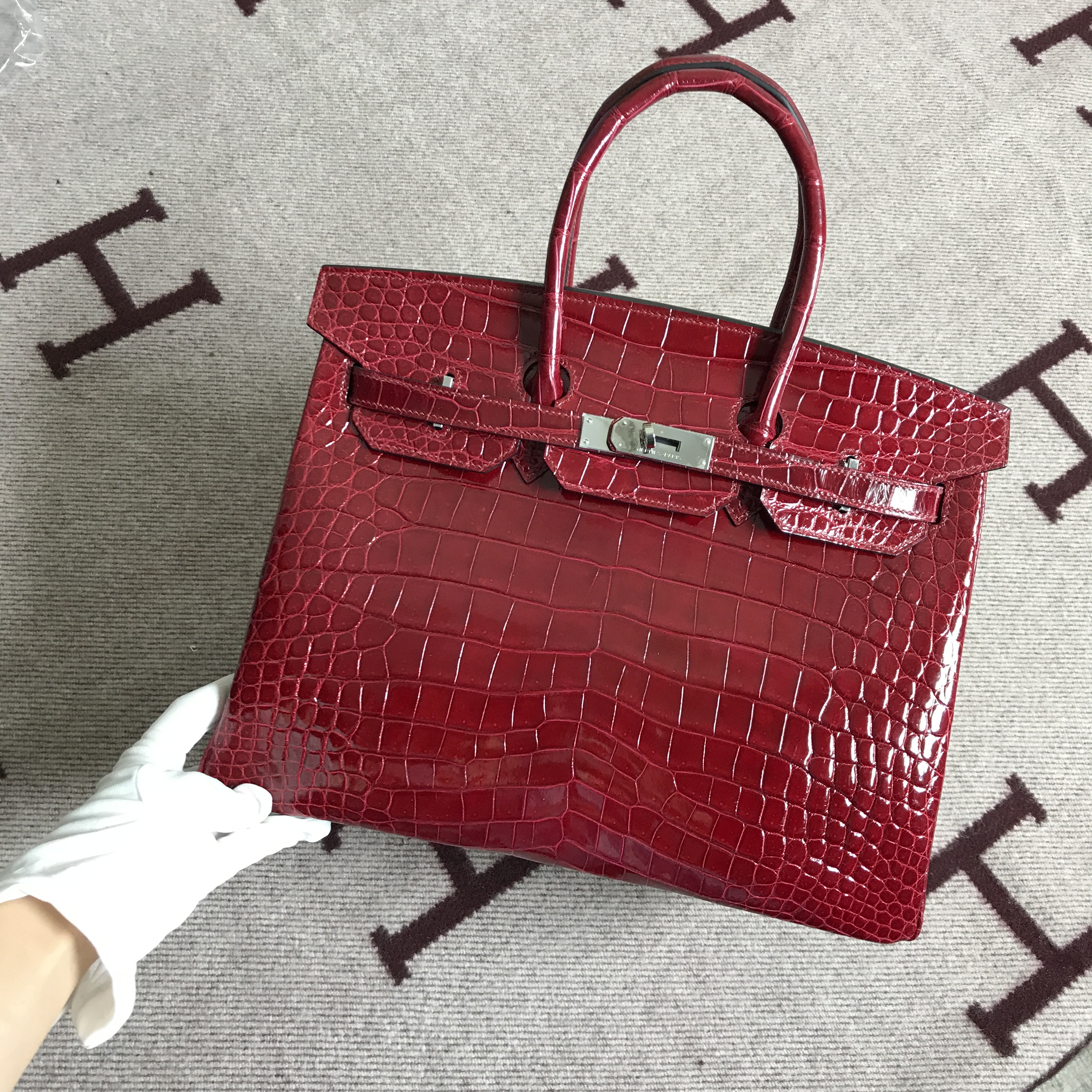 Hermès（爱马仕）Birkin 铂金包 大红色 银扣 35cm