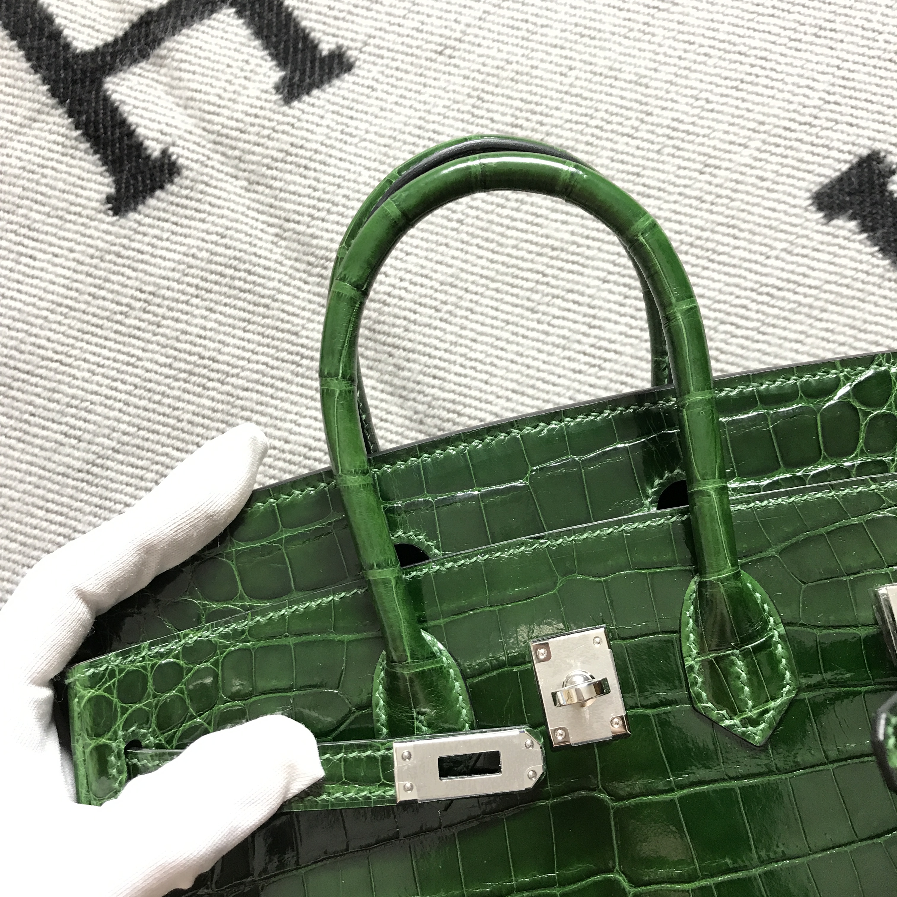 Hermès（爱马仕）Birkin 铂金包 翡翠绿 银扣 25cm