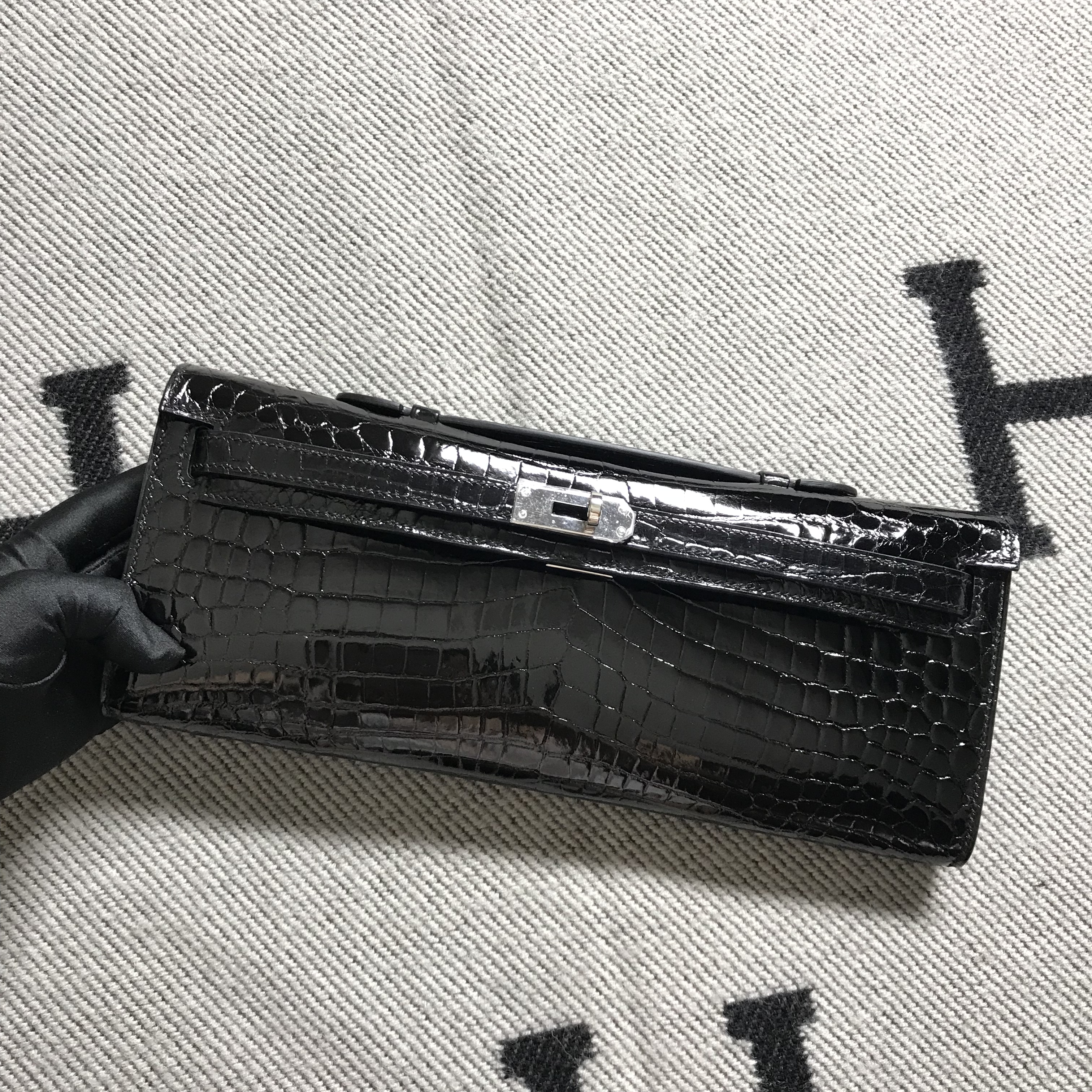 Hermès（爱马仕）Kelly Cut手包 黑色 银扣 2代