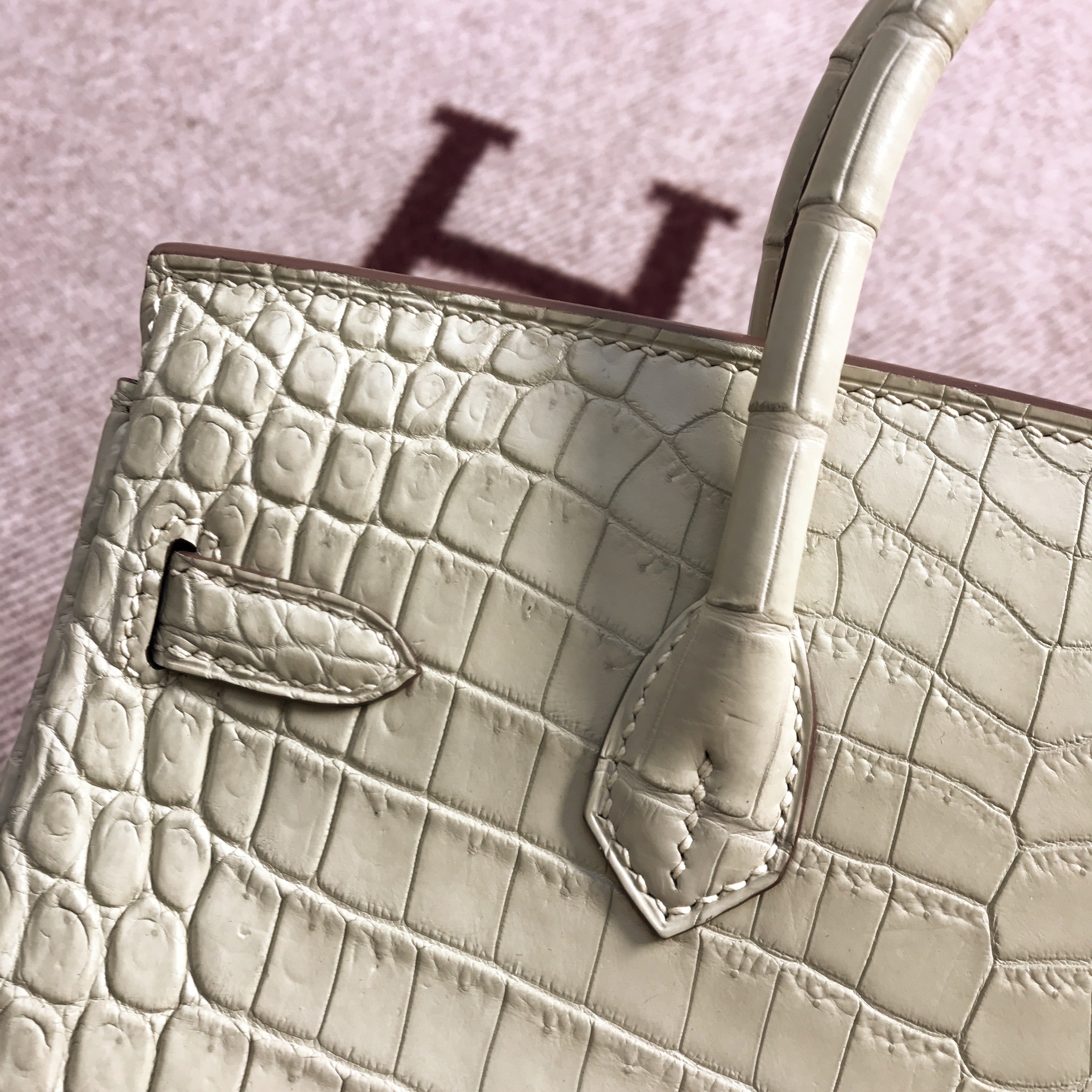 Hermès（爱马仕）Birkin 铂金包 米杏色 银扣 25cm