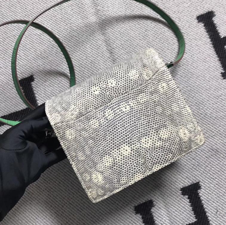 Hermès（爱马仕）Roulis猪鼻包 配蜥蜴皮 仙人掌绿 银扣 18cm