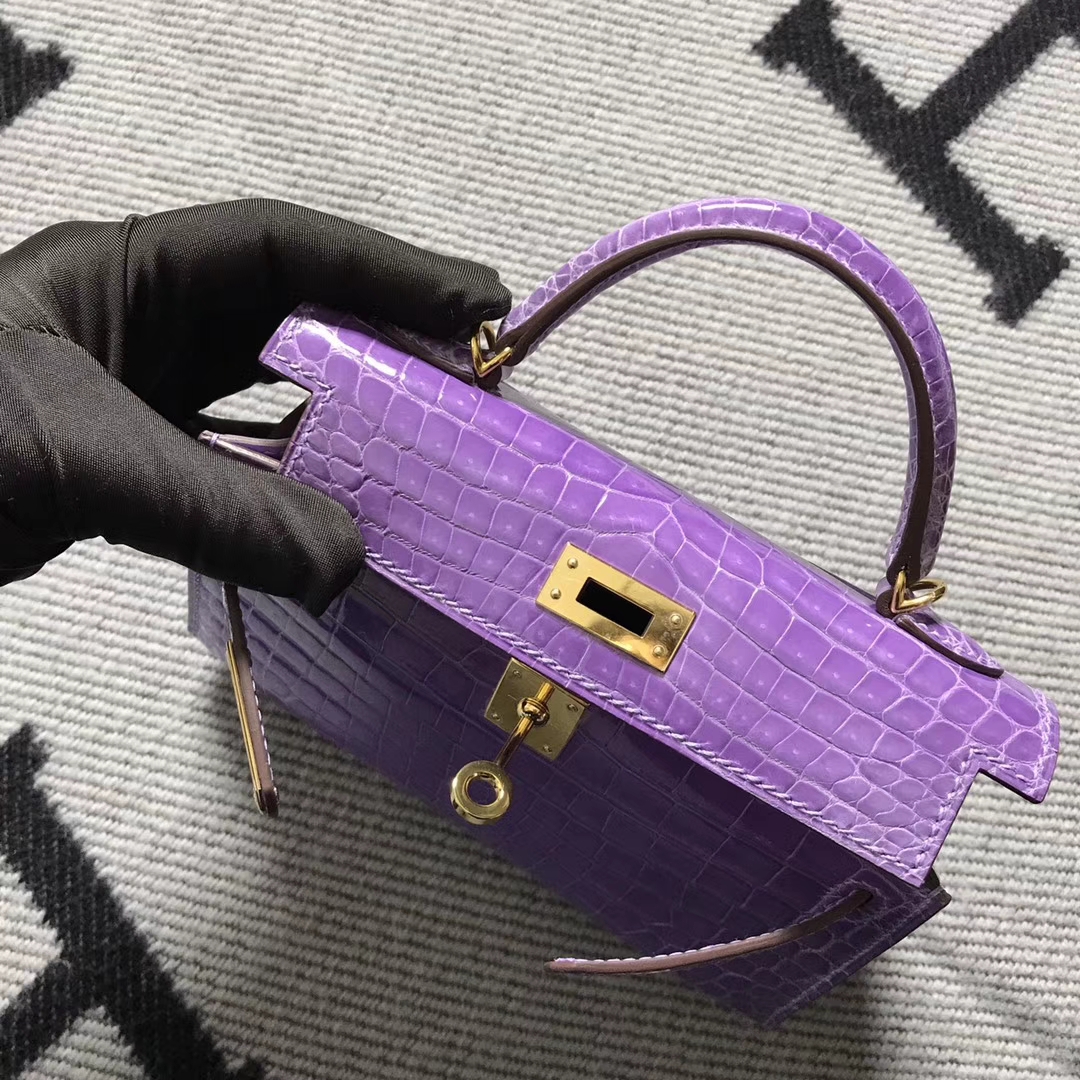 Hermès(爱马仕) Mini Kelly迷你凯莉 薰衣草 金扣 2代-拉尔森鳄鱼皮具定制 - 爱马仕包包官网 Hermès(爱马仕) Mini Kelly迷你凯莉 薰衣草 金扣 2代