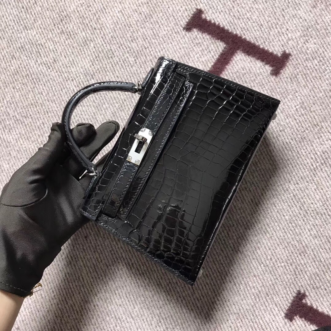 Hermès（爱马仕） Mini Kelly迷你凯莉 黑色 银扣 2代