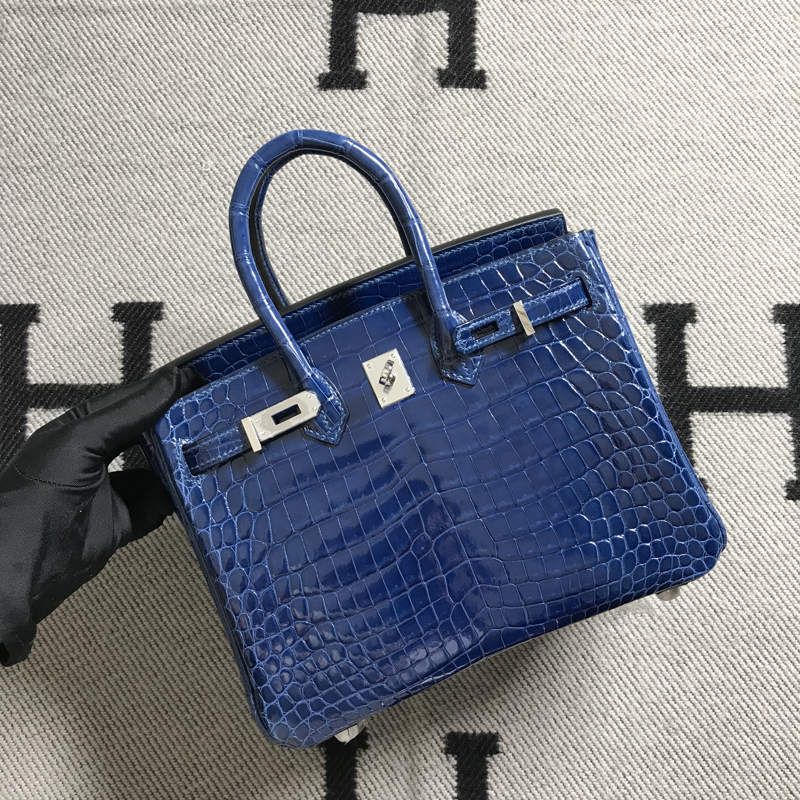 Hermès（爱马仕）Birkin 铂金包 宝蓝色 银扣 25cm