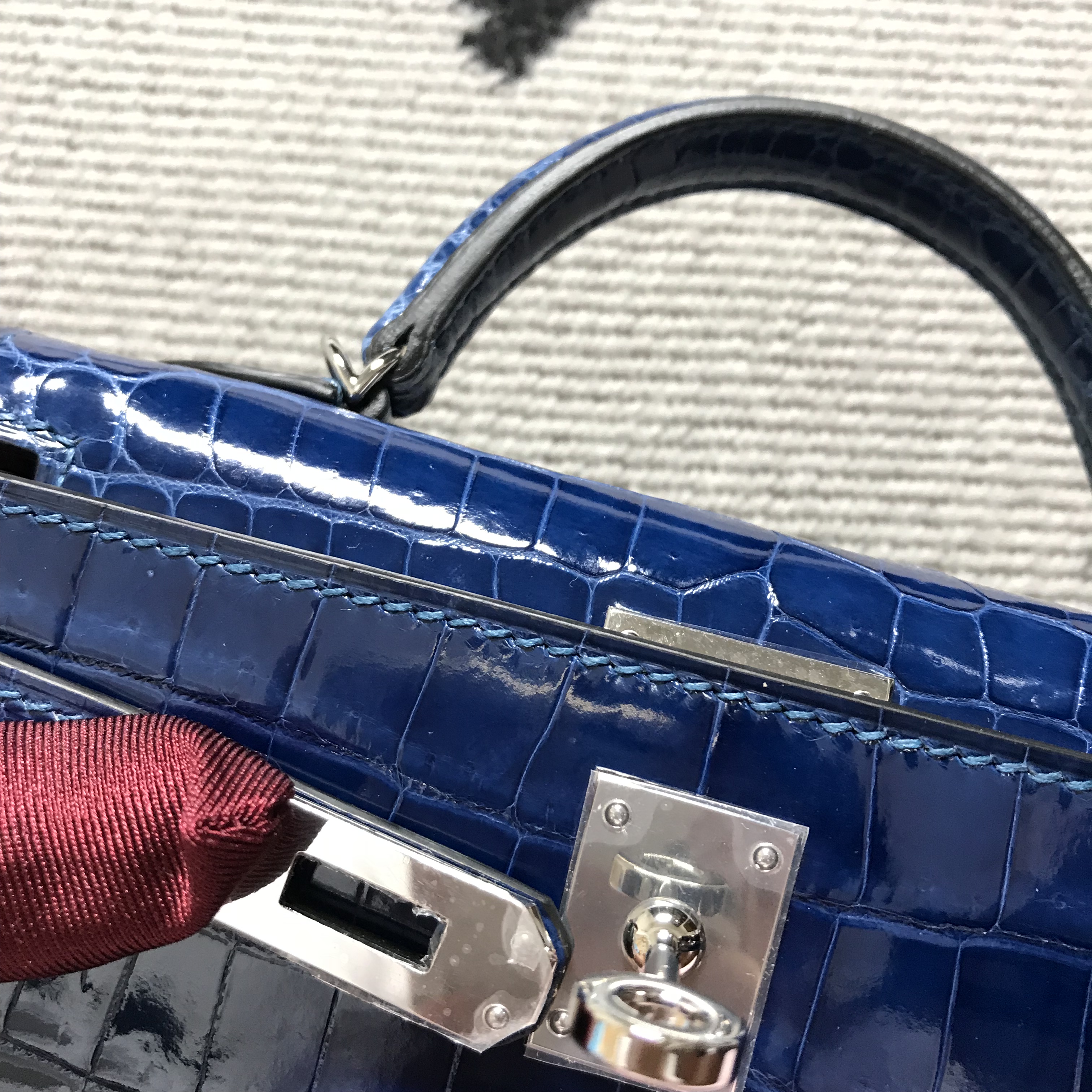 Hermès（爱马仕） Mini Kelly迷你凯莉 宝蓝色 银扣 2代