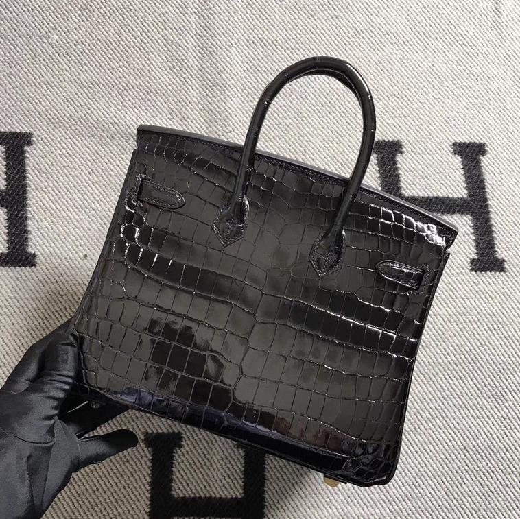 Hermès(爱马仕)Birkin 铂金包 黑色 金扣 25cm-拉尔森鳄鱼皮具定制 - 爱马仕包包官网 Hermès(爱马仕)Birkin 铂金包 黑色 金扣 25cm