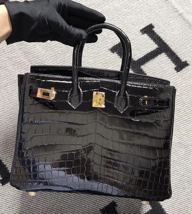 Hermès(爱马仕)Birkin 铂金包 黑色 金扣 25cm-拉尔森鳄鱼皮具定制 - 爱马仕包包官网 Hermès(爱马仕)Birkin 铂金包 黑色 金扣 25cm