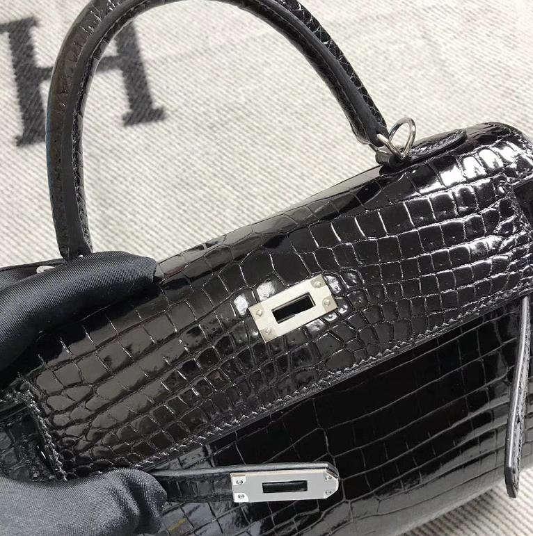 Hermès（爱马仕）Kelly 凯莉包 黑色 银扣 25cm