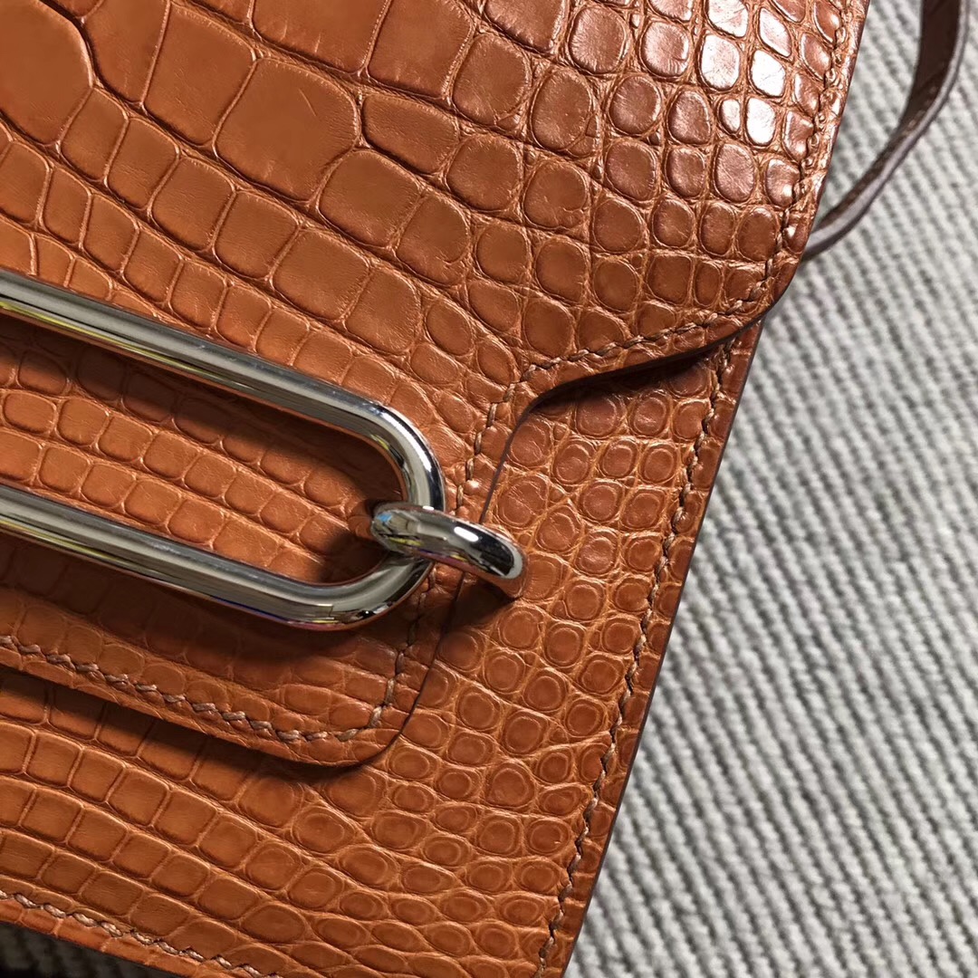 Hermès（爱马仕） Roulis猪鼻包 美洲浅棕色 银扣 18cm
