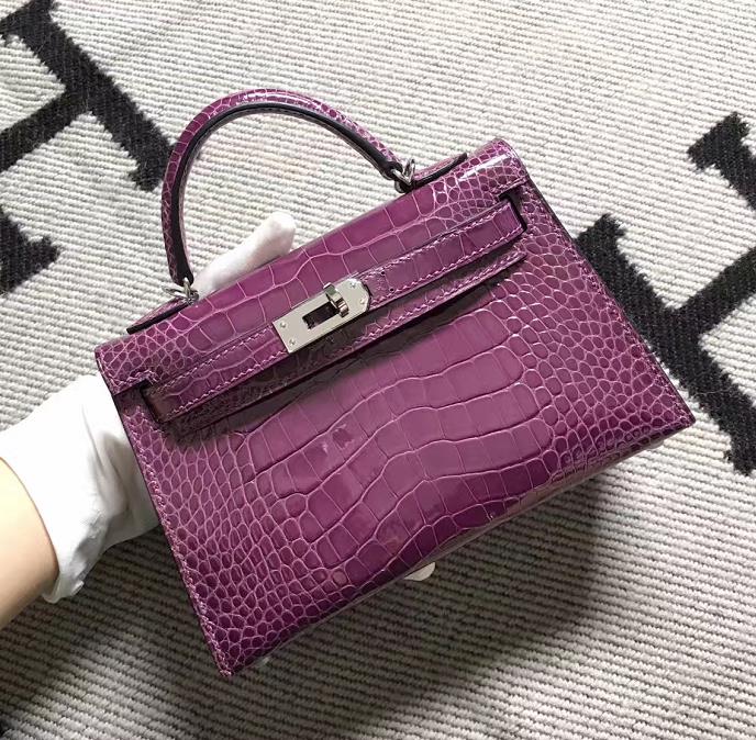 Hermès（爱马仕） Mini Kelly迷你凯莉 美洲紫色 银扣 2代