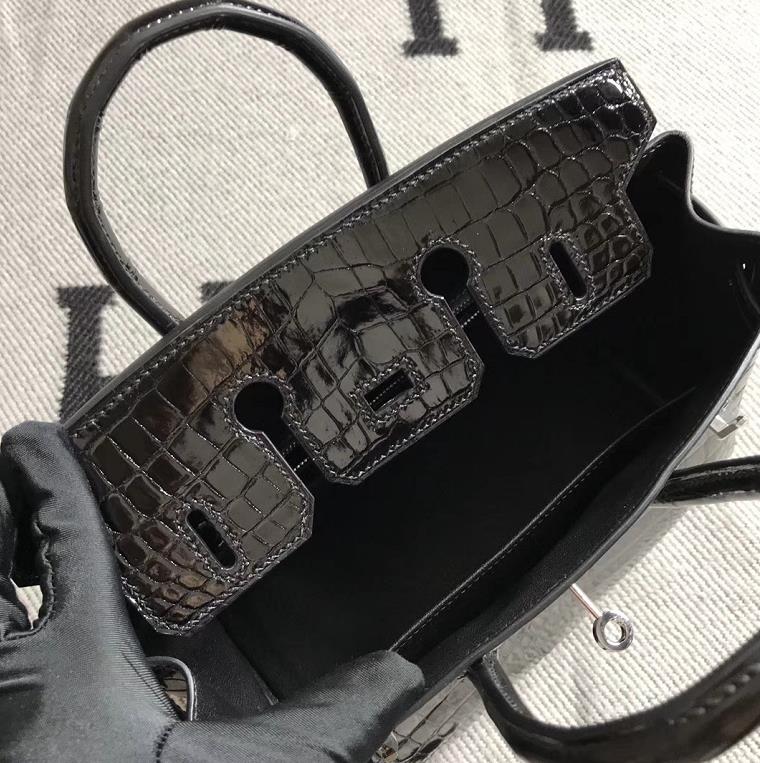 Hermès（爱马仕）Birkin 铂金包 黑色 银扣 25cm