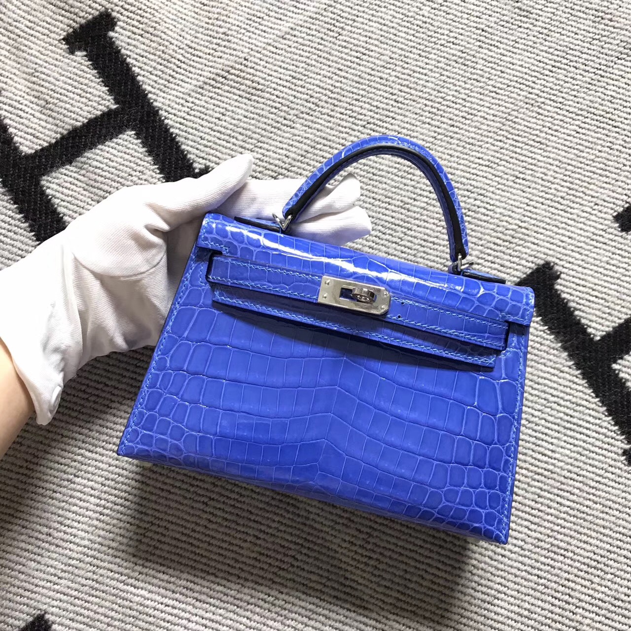 Hermès（爱马仕） Mini Kelly迷你凯莉 希腊蓝 银扣 2代