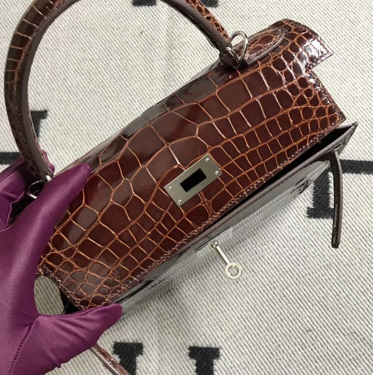 Hermès（爱马仕） Kelly凯莉包 美洲咖啡色  银扣 28cm