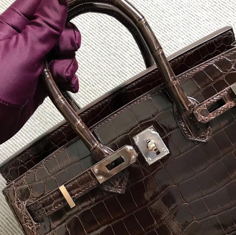 Hermès（爱马仕）Birkin 铂金包 深咖啡色  银扣 25cm