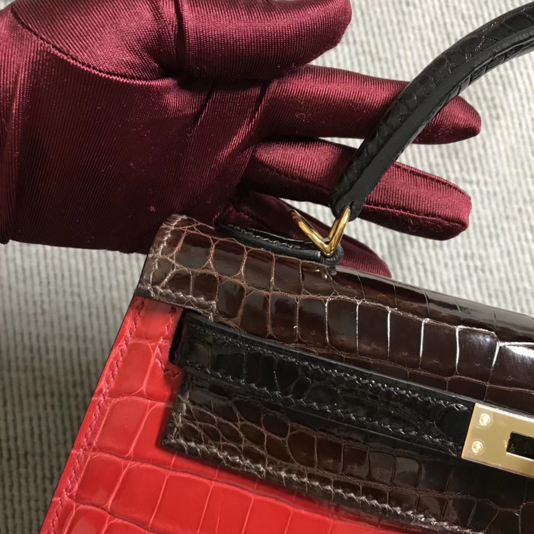 Hermès（爱马仕） Kelly凯莉包 K25西瓜红配色 银扣 25cm