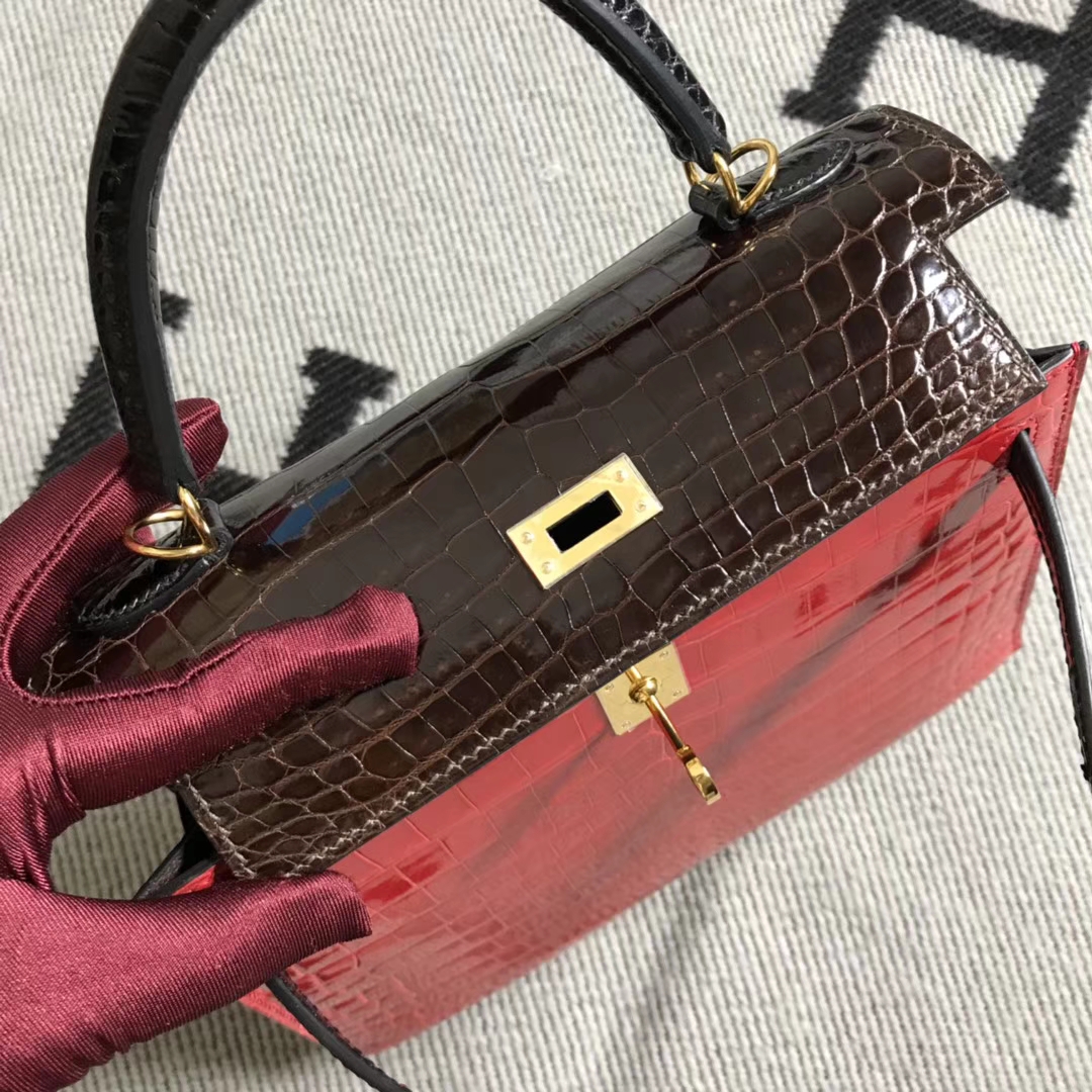 Hermès（爱马仕） Kelly凯莉包 K25西瓜红配色 银扣 25cm