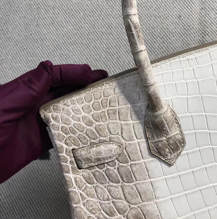 Hermès(爱马仕)Birkin 铂金包 喜马拉雅 银扣 30cm-拉尔森鳄鱼皮具定制 - 爱马仕包包官网 Hermès(爱马仕)Birkin 铂金包 喜马拉雅 银扣 30cm