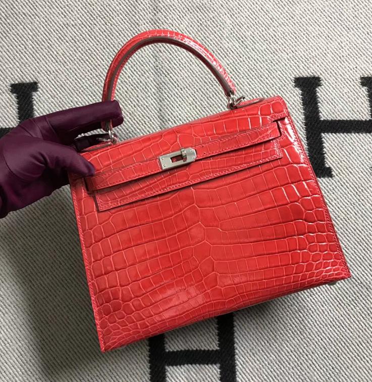Hermès（爱马仕） Kelly凯莉包 法拉利红  银扣 25cm