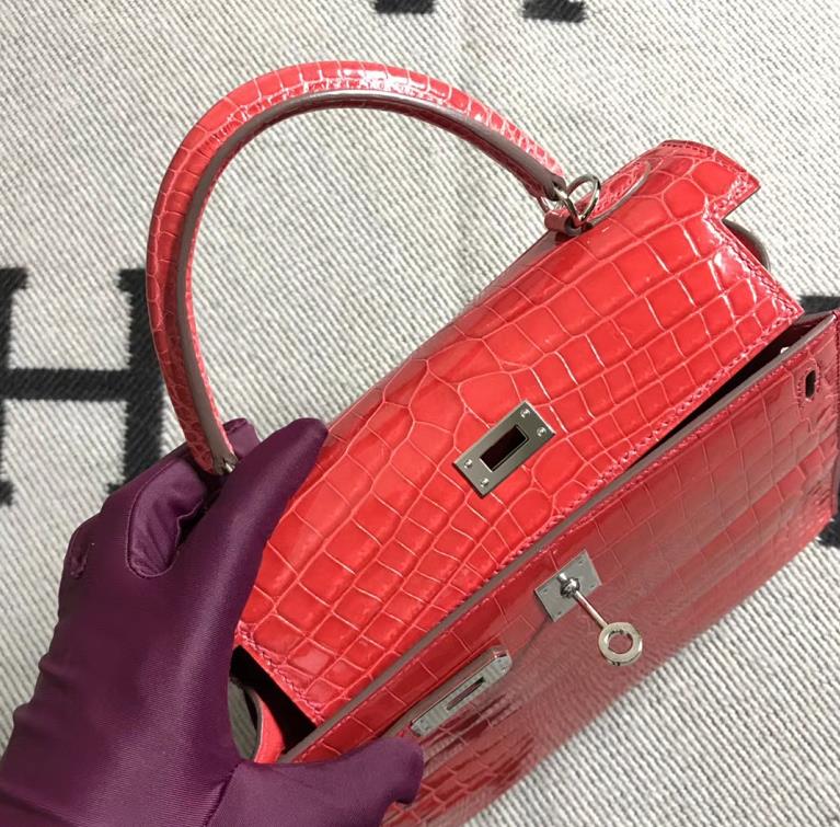 Hermès（爱马仕） Kelly凯莉包 法拉利红  银扣 25cm