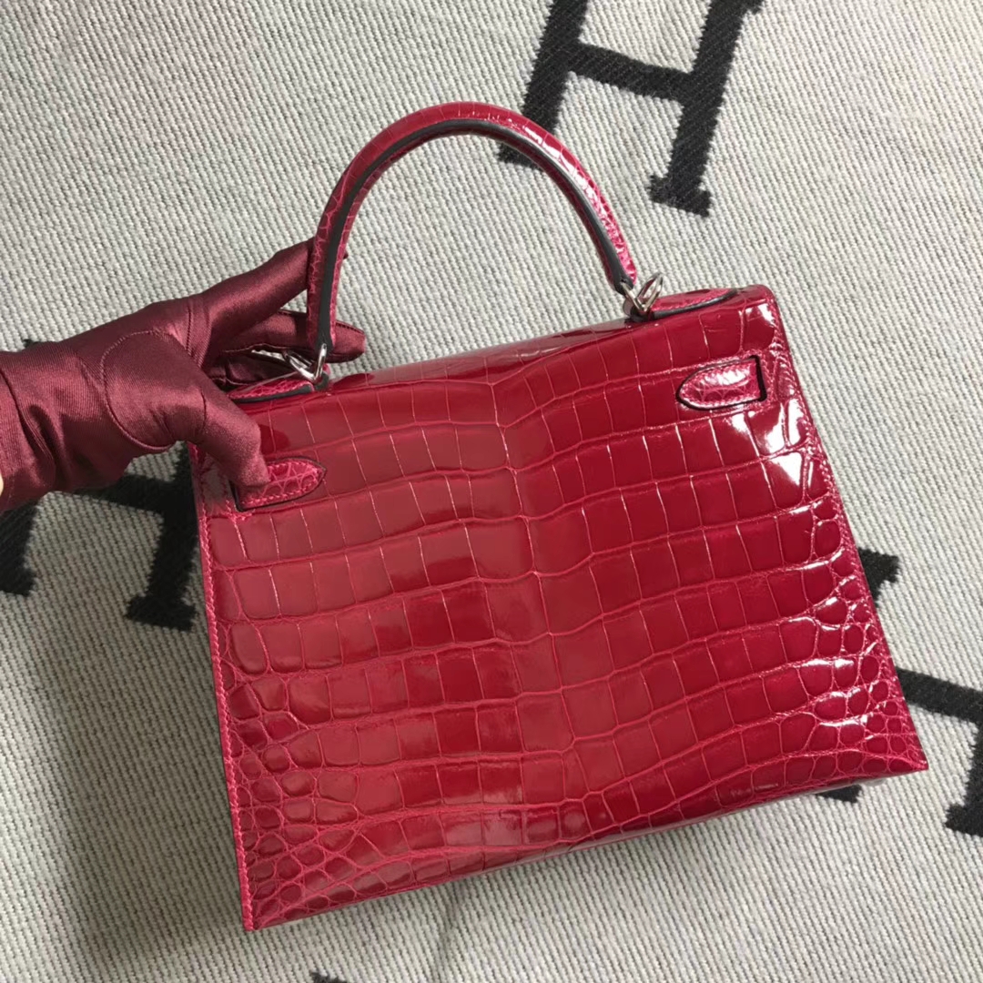 Hermès（爱马仕） Kelly凯莉包 宝石红 银扣 28cm