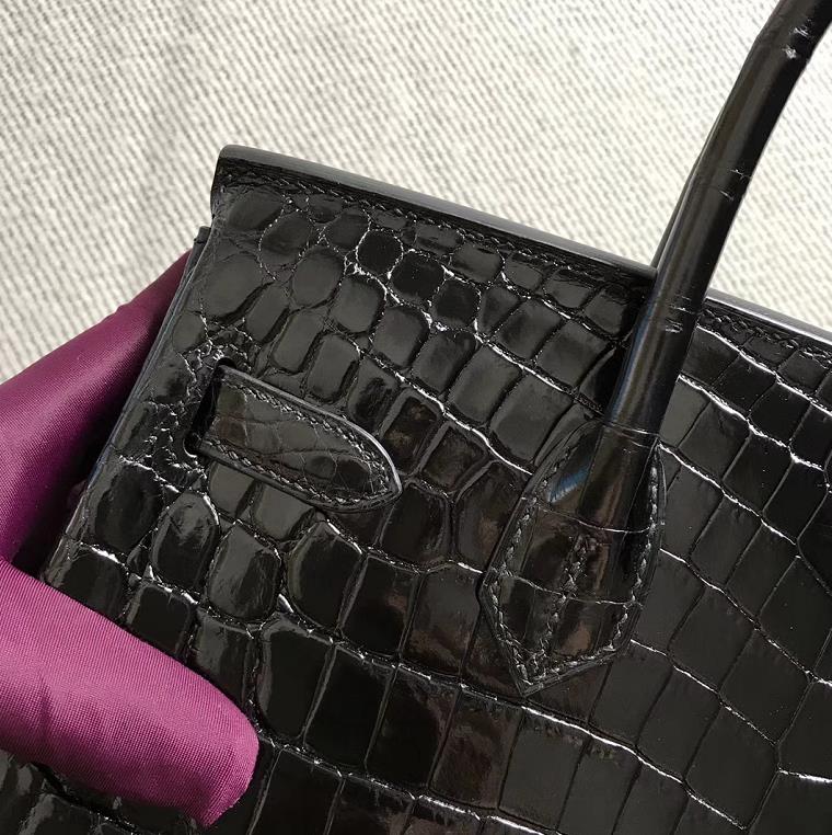 Hermès（爱马仕） Birkin 铂金包  黑色  银扣 30cm