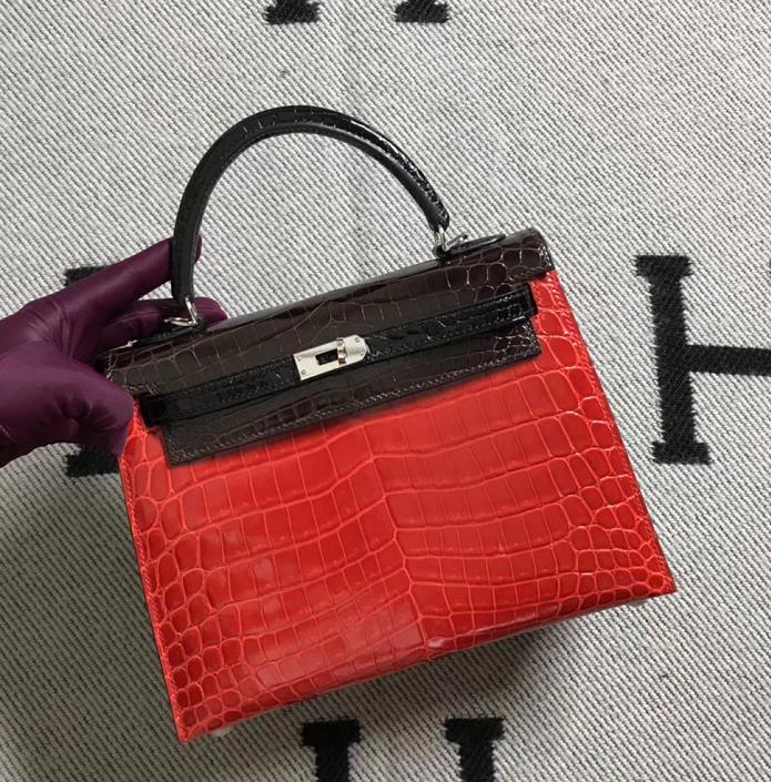 Hermès（爱马仕） Kelly凯莉包 大红配色  银扣 25cm