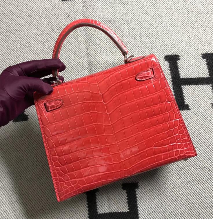 Hermès（爱马仕） Kelly凯莉包 法拉利红  银扣 25cm