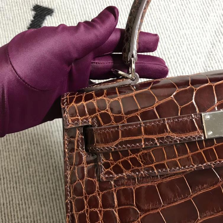 Hermès（爱马仕） Kelly凯莉包 美洲咖啡色  银扣 28cm