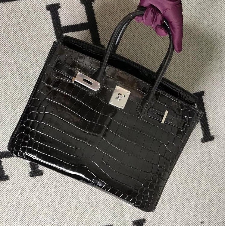 Hermès（爱马仕） Birkin 铂金包  黑色  银扣 30cm