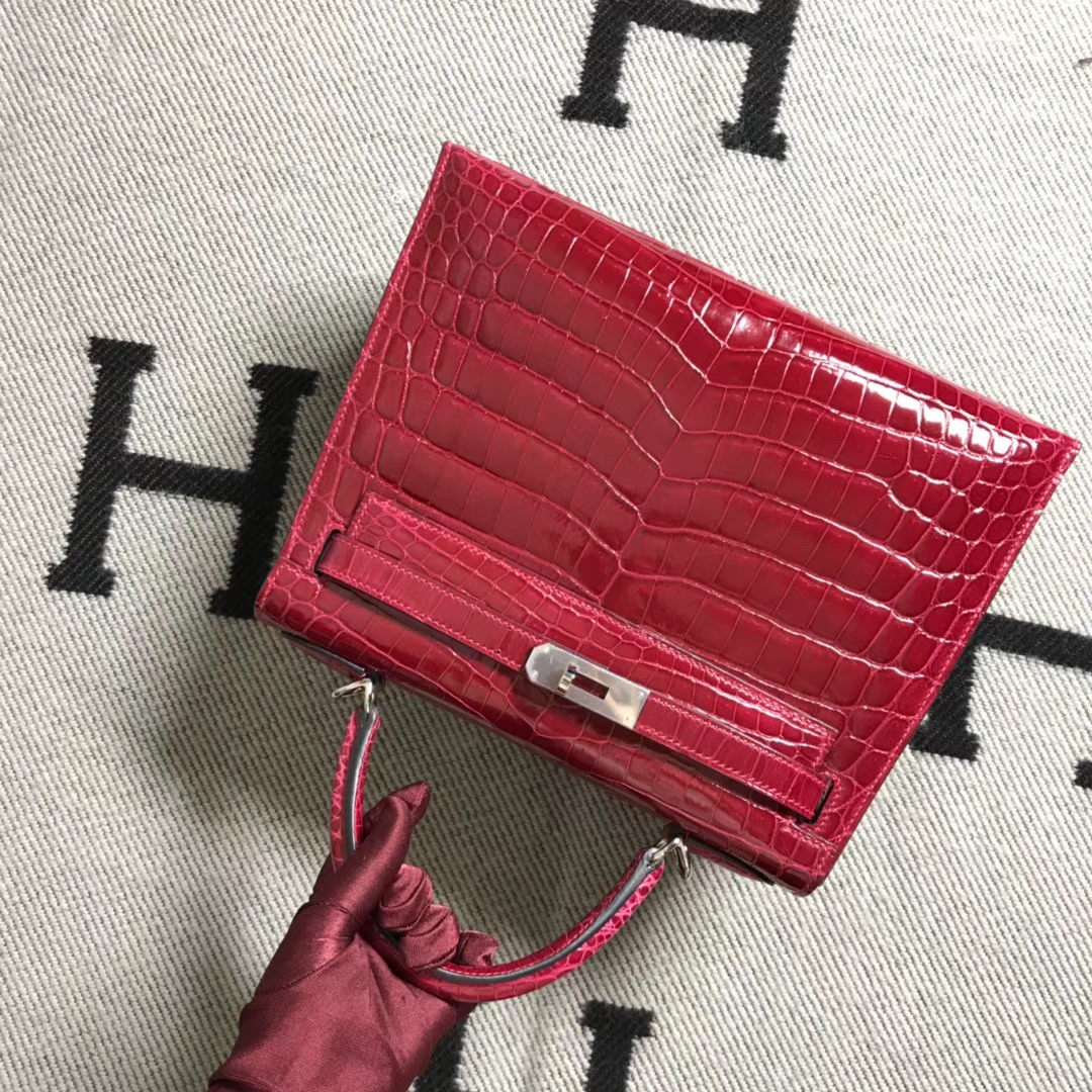 Hermès（爱马仕） Kelly凯莉包 宝石红 银扣 28cm