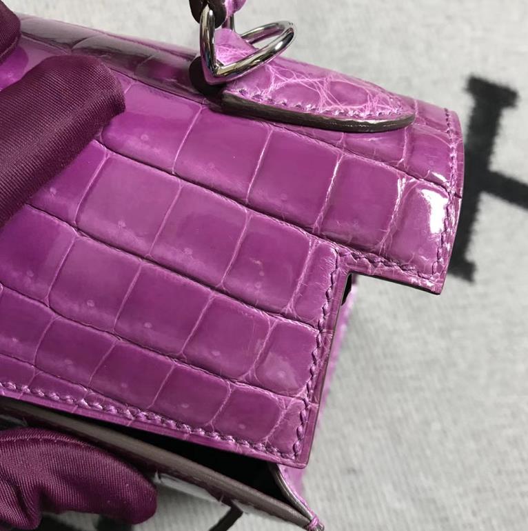 Hermès（爱马仕） Kelly凯莉包 紫色  银扣 28cm
