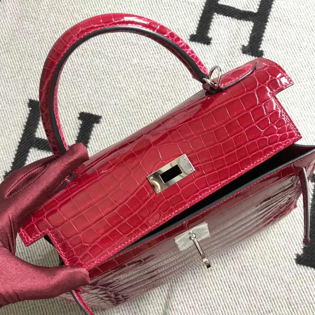 Hermès（爱马仕） Kelly凯莉包 宝石红 银扣 28cm