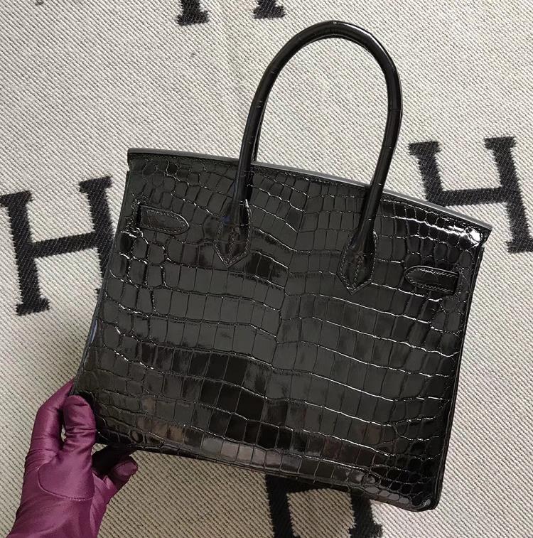 Hermès（爱马仕） Birkin 铂金包  黑色  银扣 30cm