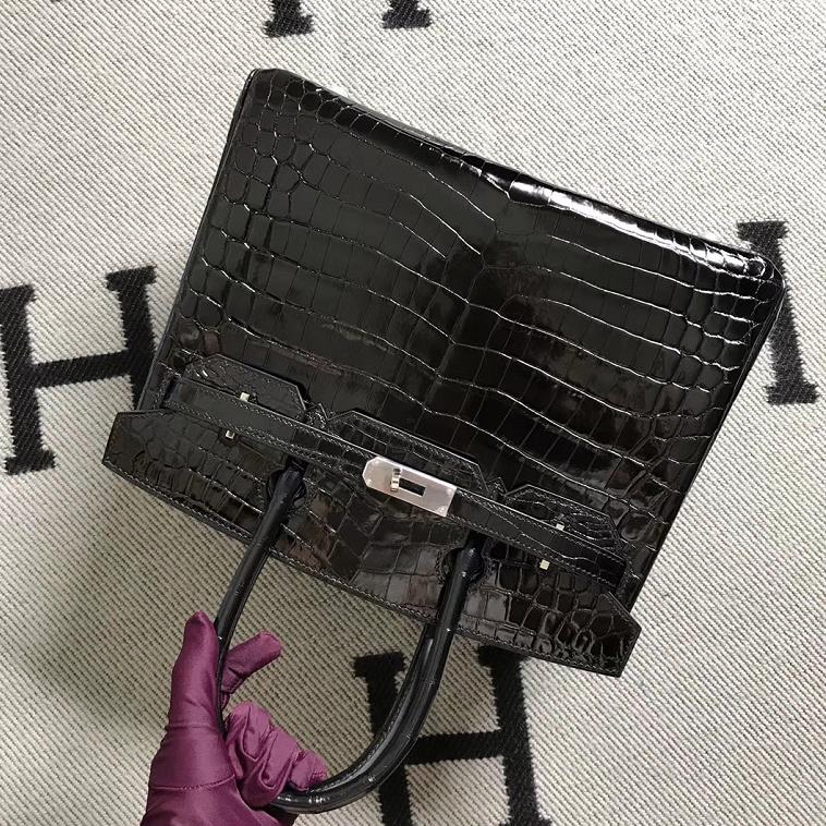 Hermès（爱马仕） Birkin 铂金包  黑色  银扣 30cm