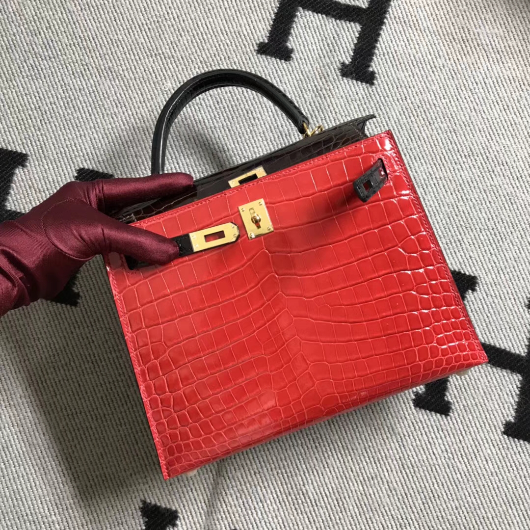 Hermès（爱马仕） Kelly凯莉包 K25西瓜红配色 银扣 25cm